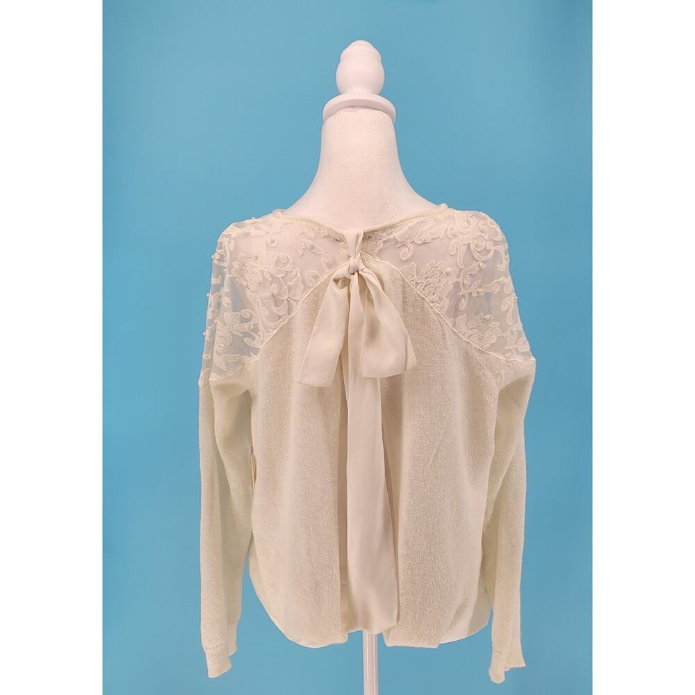 NWT LC Lauren Conrad Runway Womens Gardenia Embellished Open Back Sweater XL